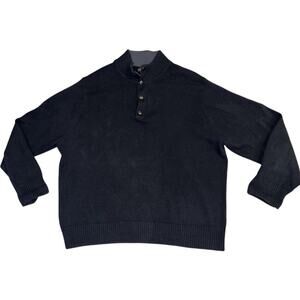 Dockers Men's Sweater Black 2XL Snap Zip Closure XXL Collared Cotton‎ MINT COND